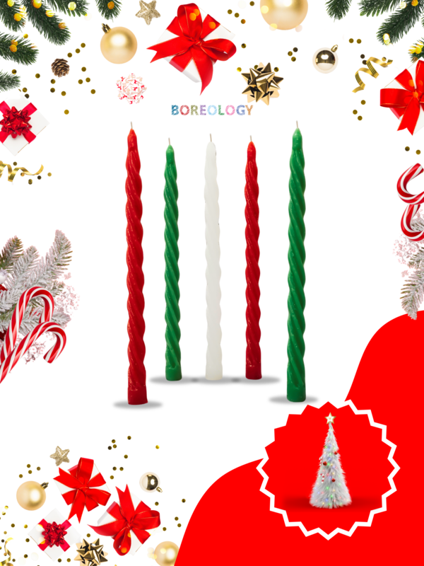 Christmas Spiral Long Candle-pack of 5